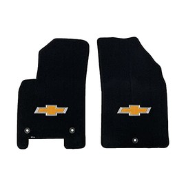 Lloyd Mats Custom-Fit Carpeted Floor Mats Premium Luxury Car Floor Liners for Chevy Spark EV 2014-2016 - 3D Gold Bowtie (Charcoal, 2PC - Fronts)