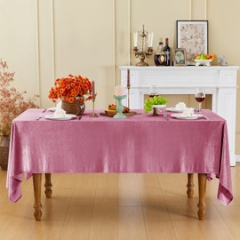Cobedzy Pink Velvet Tablecloth, 60 x 102 Inch Rectangle Table Cover, Pink Velvet Table Cloth Smooth Luxury Tablecloth for Party Wedding Dining Banquet