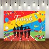 Fitumiw Marathon Finish Backdrop 7x5ft Congratulations Finishing Marathon Decorations Background