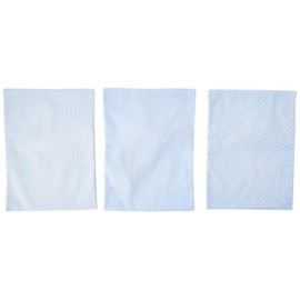 FILET - Set of 3 Nursery Bags with Aida Ribbon for Embroidery, Made of Coloured Cotton Piqué, Plain, with Clover and Polka Dots Print, 100% Made in Italy, Sky Colour