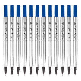 Parker Rollerball Pen Refills | Fine Point | Blue Quink Ink | Pack of 12