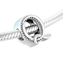 Letter Initial A - Z Charm Alphabet Bead 925 Sterling Silver Letter Charms fit for DIY Charm Bracelet & Necklace (Q)
