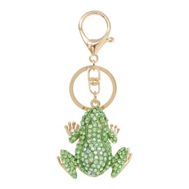 Honbay 1PCS Rhinestone Frog keychain Sparkling Animal Keyring Decoration in A Box for Bag Purse Wallet Handbags Backpack, Green, 110mm/4.33inch