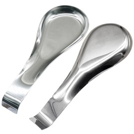 Faderr 2pcs Spoon Rests Stainless Steel Reusable Ladle Rest Utensil Stable Durable Spoon Holder Kitchen Spoon Rest for Stove Top Kitchen Counter(silver)