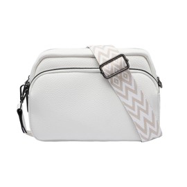 ZOUIQSS Crossbody Bags for Women Leather Handbags Shoulder Bags with Adjustable Wide Strap Cross Body Bag for Ladies with Multiple Pockets(White)