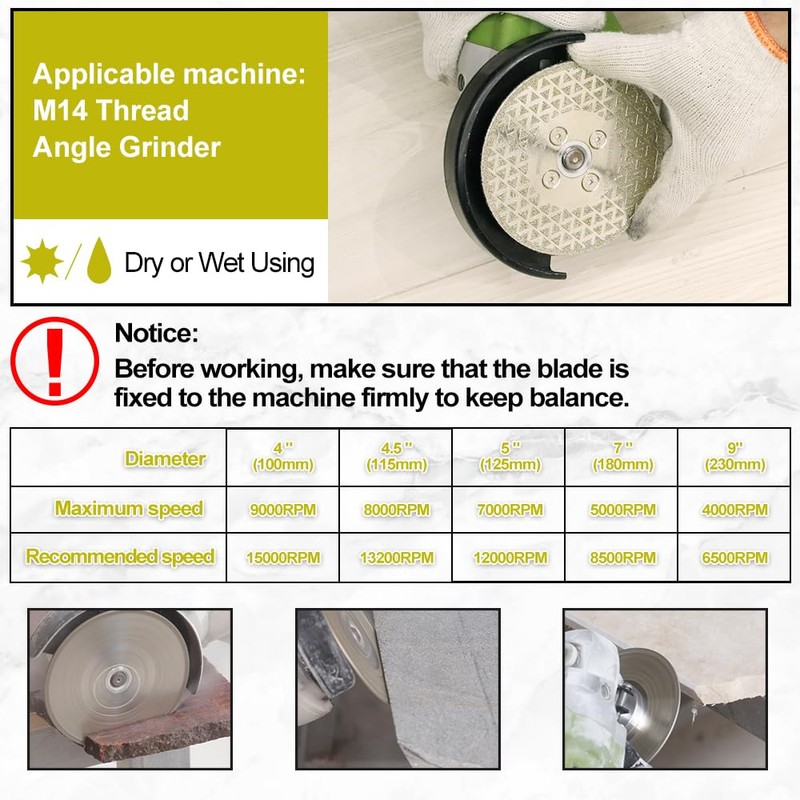 Diamond Cutting Grinding Disc 125mm - Double Side Coated Electroplated