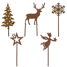 KRONLY Garden Stake 5 x Christmas Decoration Rust Stake Metal Christmas Arrangement Advent Wreath Christmas Wreath