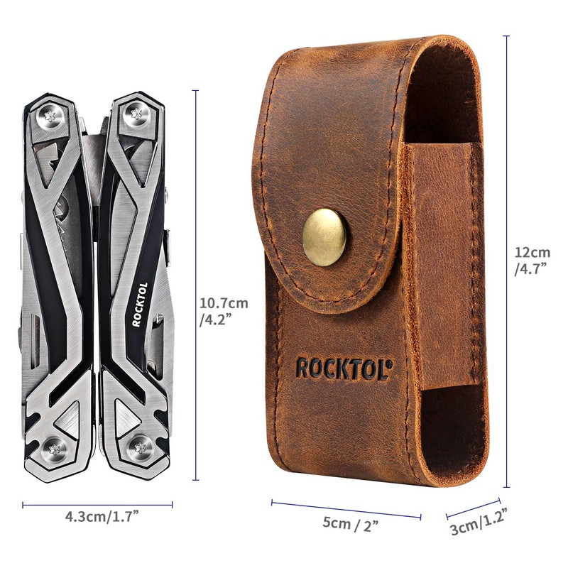 ROCKTOL Multitool Sheath, Premium Leather Snap Sheath for Belt, Multi-Tool