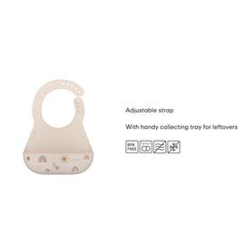 Mepal - Mio bib - Rounded neck closures for a comfortable fit - Deep pocket to catch food - Dishwasher safe - BPA free - Sunshine & Rainbow