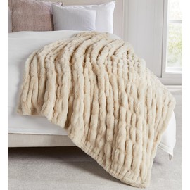 Springtree Home | Luxury Plush Throw Blanket | Beige Throw Blanket | The Perfect Blanket for Couch Year Round | Faux Fur Fluffy Fleece Blanket | Lily Collection - Summer Sand