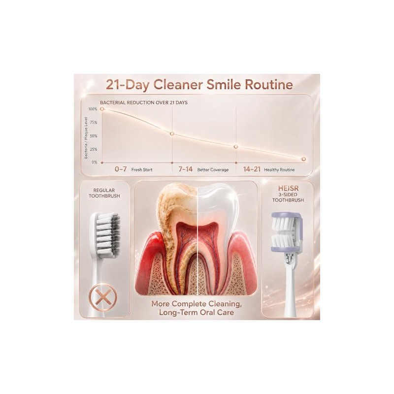 cepillo para polvo de dientes eléctrico envolvente de 3 caras,