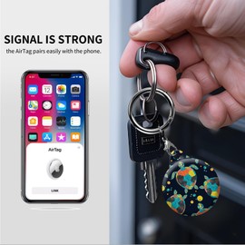 AKPZV air tag Holder with Anti-Scratch Protective Cover,Securely Attach to Your Keys,Bag or Pet Collar(Cute Turtle)
