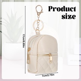 Ymapinc Mini Keychain Backpack, Cute Cosmetic Bag for Women Creative Pendant Keychain Keyrings PU Leather Makeup Bag Key Pocket Lipstick Bag Card Holder Zipper Pouch