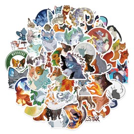 Pack of 50 Cat Warrior Stickers for Laptop Water Bottle Luggage Bicycle Skateboard Stickers for Children Teens Adults Cartoon Stickers