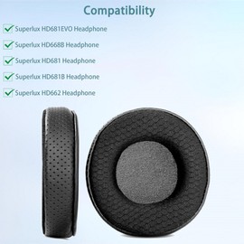 HD681EVO Ear Pads, HAIZEEN Ear Pads Compatible with Superlux HD 681EVO 668B HD681 681B 662 Headphones Ear Pads Replacement Cushion (Breathable Leather/Durable Fabric and Memory Foam)
