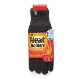 HEAT HOLDERS Mens 1 Pair 2.3 Tog Heatweaver Yarn Gloves - Black L/XL