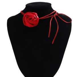 liveliwithmin Flower Choker for Women - Red Rose Floral Choker Necklace - Zinc Alloy - 14 inches - Perfect for Young Women, Special Occasions, Flower Necklace Lovers