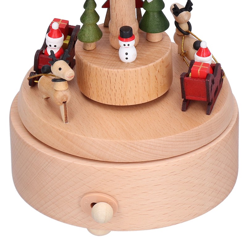Wooden Music Box Snowflake Decor Wood Grain Texture Beautiful Sound