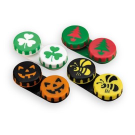 Seasonal Fun Contact Lens Cases Cute Screw Top Travel Storage 3 Cases of The Same Style Per Order