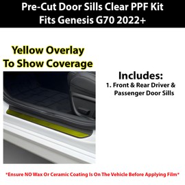 BOGAR TECH DESIGNS Precut Made for Genesis G70 2022+ Door Sill Anti-Scratch Resistant Paint Protection PPF Film Kit Cover, Clear Bra