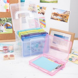 CraftGenes Rainbow Photo Organizers and Storage 5x7 – Plastic Photo Storage Box with Handle, 6 Colorful Inner Cases, Photo Boxes Storage for Cards, Stickers, Crafts, Seeds, Office Supplies