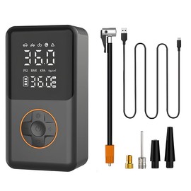 TSUGAMI Portable Car Tire Inflator Air Compressor, 150PSI Cordless Electric Bike Air Pump with LCD Pressure Gauge & Light, Auto Tyre Accessories, Universal for Motorcycle Bicycle SUV