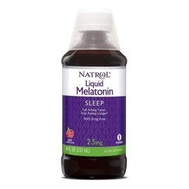 Natrol Melatonina Liquida 2.5 Mg Absorción Inmediata 237 ml Sabor Berry Ayuda a Aliviar el Insomnio Ocasional