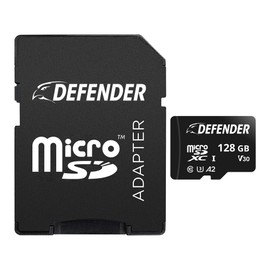 Defender 128GB Micro SD Card with Adapter – High-Speed UHS-I Class 10 Memory Card for Security Cameras. Smartphones, Tablets, Cameras, and Laptops – Expand Storage, Fast Data Transfer