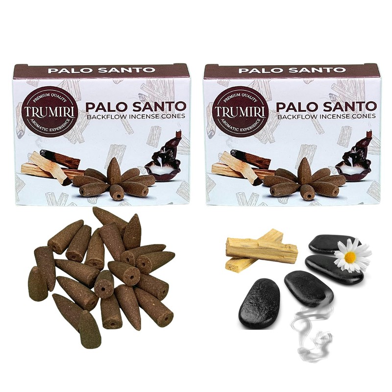 TRUMIRI Palo Santo Backflow Incense Cones - Total 20 Incense