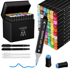 Spriak Alcohol Markers, 60 Colors Dual Tip Art Markers Set for Kids Adult Coloring, Sketching Drawing Permanent Coloring Markers, Alcohol Based Markers Artist Pens With Carry Case (60)