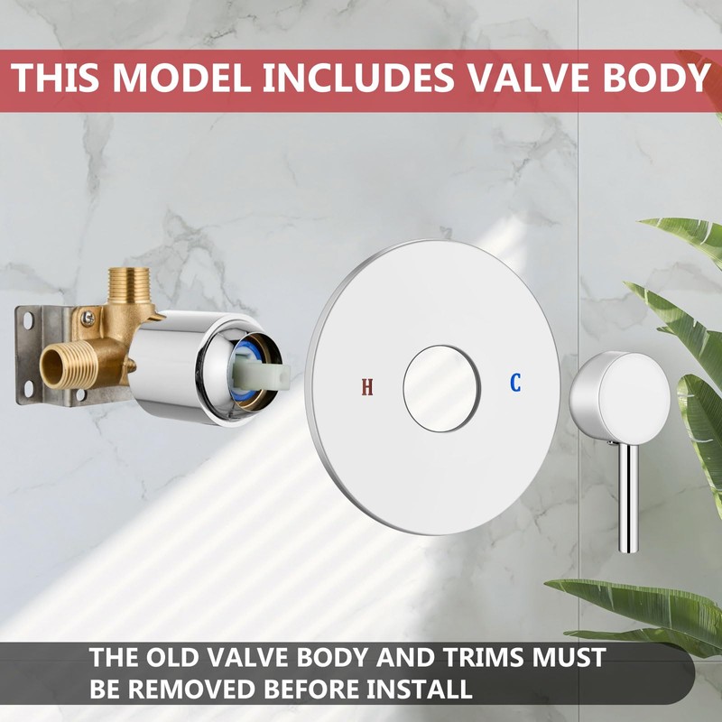 GBBNE Shower Faucet and Head Set,with Rough-in Valve,Shower Trim Kit