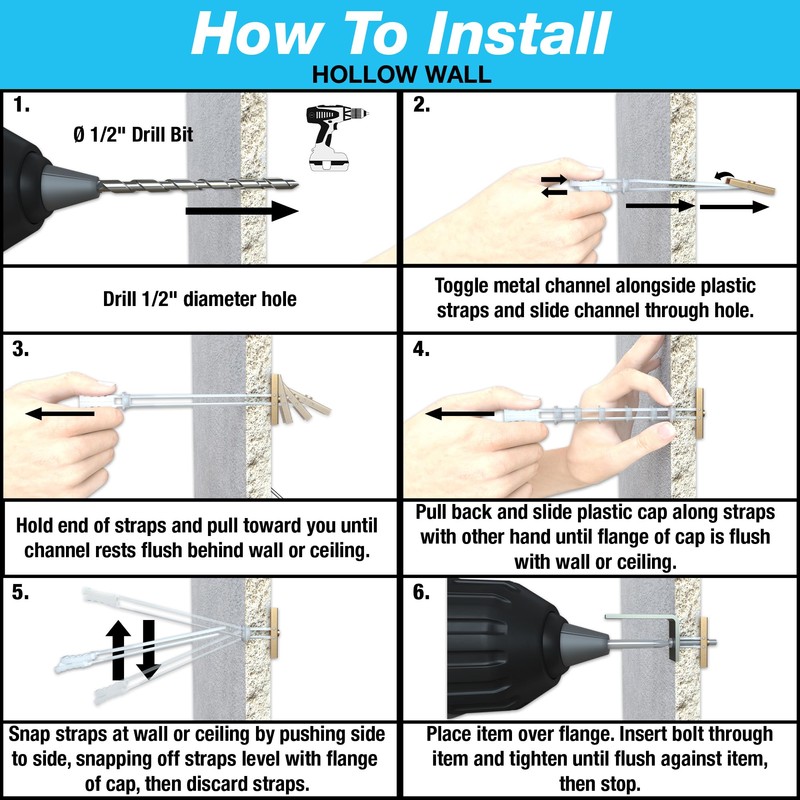 12 Pieces TOGGLER SNAPTOGGLE Drywall Anchor with included bolts for