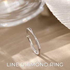 COYUN 2 Piece Ring Silver Women's Rings Women's Silver Rings Women Cubic Zirconia Engagement Ring Women's Adjustable Statement Ring Women's Stackable Thumb Ring Finger Ring Set Jewellery