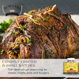 Borsari Cracked Pepper Seasoning Blend - Fresh Cracked Black Pepper Seasoned Salt Blend with Garlic & Red Pepper Flakes - Gourmet Pepper Blend for Meat and Poultry (Cracked Pepper 16oz, Pack of 1)