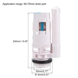 uxcell Toilet Flush Valves, 2 Inch Dual Flush Valve Split Push Button Toilet Bottom Inlet Fill Valve Toilet Replacement Parts(240mm Height, White)