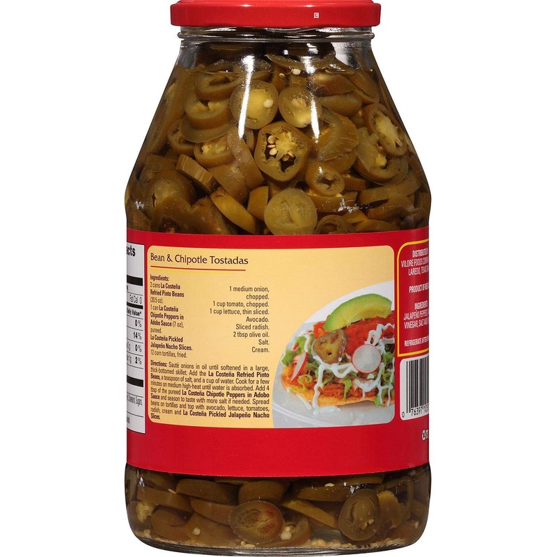 La Costena Nachos Sliced Pickled Jalapeno Peppers 1 Glass Jar