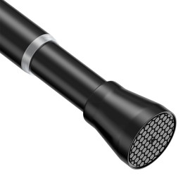 Fvonzn Adjustable Tension Rod 30-64 Inch - Black No-Drill Curtain Rod for Windows & Doors | 7/8" Diameter Spring-Loaded Design with Non-Slip Ends