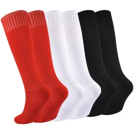 hakugoo Kids Soccer Socks Youth Baseball Socks Boys Football Socks Athletic Softball Socks Girls Knee High Socks 6 Pairs Mixed 3 (M)