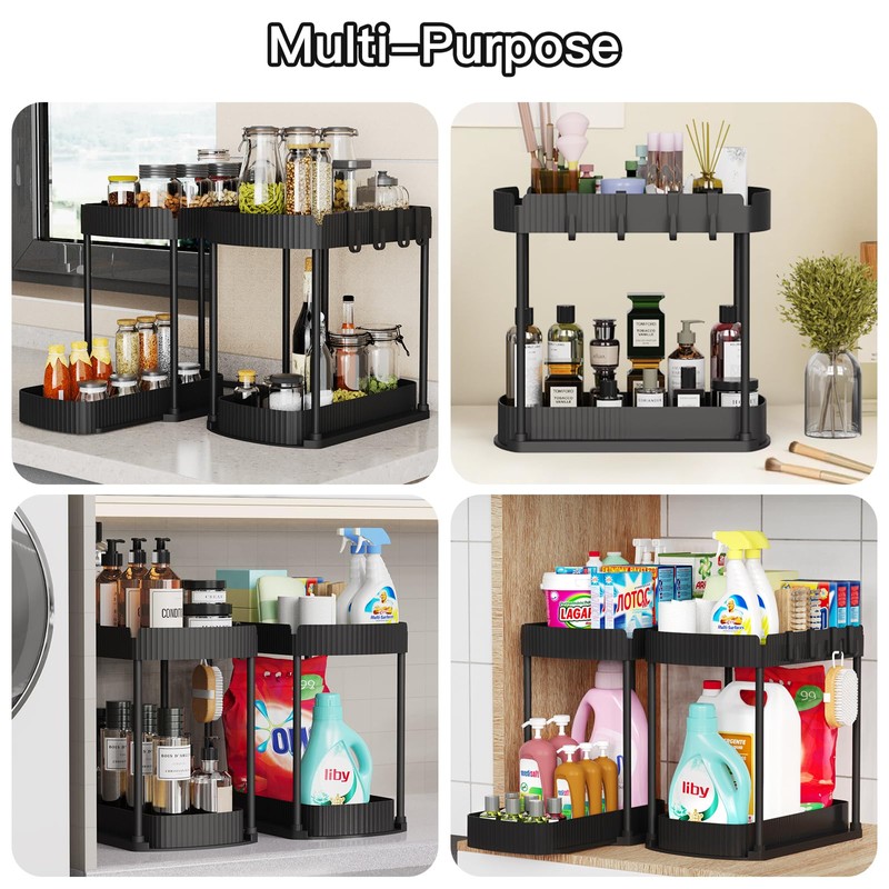 Ukeetap Multi-Purpose Pull-Out Storage Organizers, Under Sink/Cabinet Organizers and Storage