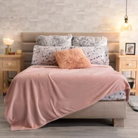 Vianney Manta Vianney Ligero color rosa con diseño lisa de 2.2m x 1.8m
