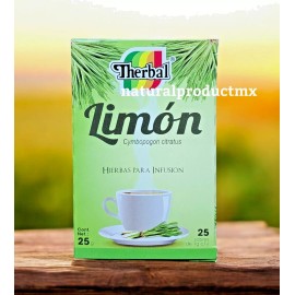 Therbal Lemongrass Tea  Te de Limon Infusion Herbs 25 bags by Therbal