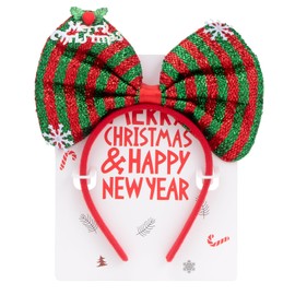 BLAAROOM ​Christmas Bow Headbands Mouse Ear Christmas Headband with Snowflake Christmas tree Design Xmas Red Hair Hoop Christmas Headpiece Cosplay Party for Women Girls