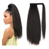 Long Afro Kinky Straight Ponytail Wrap Around Yaki Straight Pony