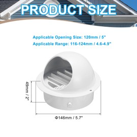 PATIKIL 5 Inch Vent Round Cover, Stainless Steel Exterior Wall Air Vent Louvered Soffit Vent Exhaust Outlet Hood for HVAC Ducting Exhaust Extractor Fan, White