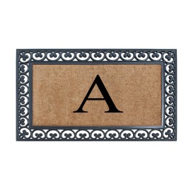 A1HC Rubber & Coir Floral Border Monogrammed Doormat, Classic Paisley, 30 x 48 (A)
