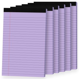 Ciphyfee 6pcs Small Note Pads, Purple Notepads 5x8 College Ruled Notebook, Writing Pads 5 x 8, Legal Pads, Pad Paper Perforate Notebooks for Work, Message, School, Office Supplies,30 Sheets/Pack