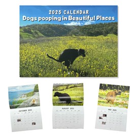 JAMSSOW 2025 Pooping Dogs Calendar, Dogs Pooping in Beautiful Places Calendar, Funny 2025 Puppy Wall Calendar, Funny Humour Gag Gifts for Birthdays, Christmas