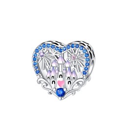 BIZK Castle Firework 925 Sterling Silver Charms for Bracelets and Necklaces Dangle Pendants Beads for Women Friend and Mother