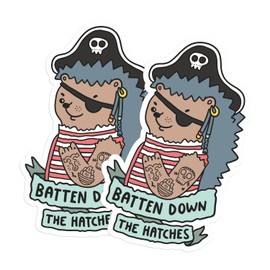 2 x 10cm Funny Pirate Hedgehog Vinyl Stickers - Joke Animal Kids Sticker #70580