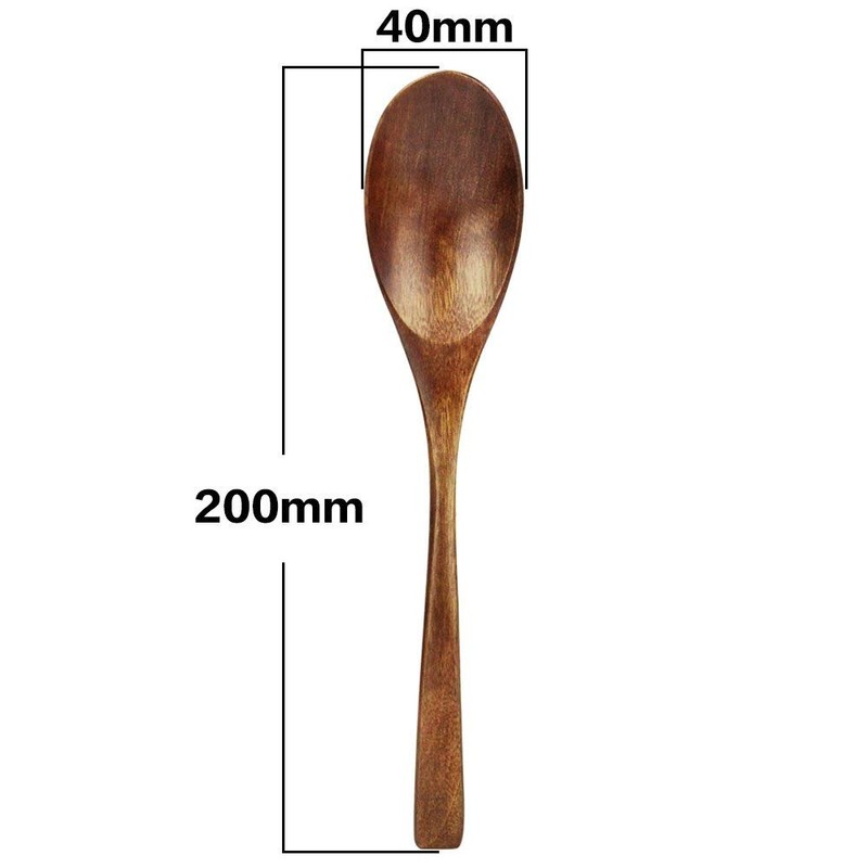 YFWOOD Natural Wooden Spoons, Set of 5, 7.9 inches (20